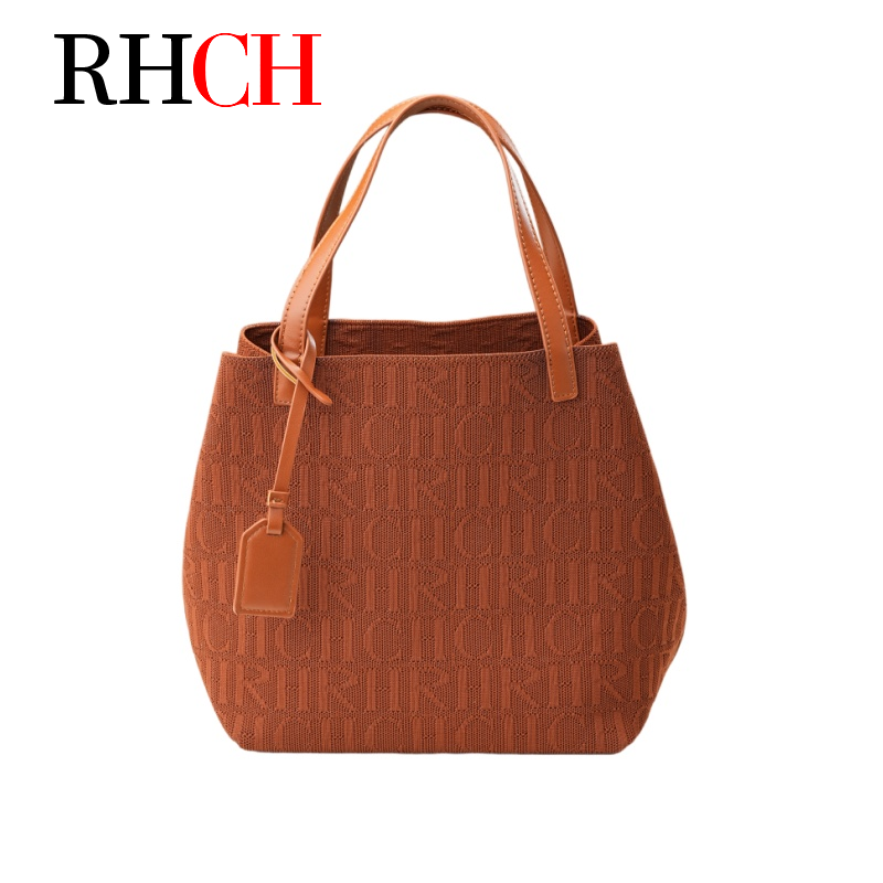 Women Bags For Office Use - 여성용 엠보싱 레터 니트 토트백 대용량