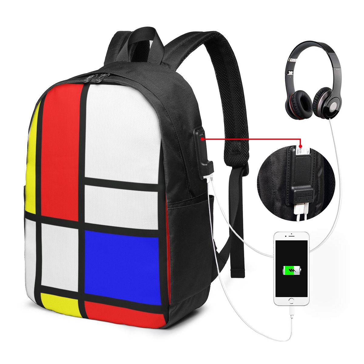 Women'S Bag - Piet Mondrian Composition 배낭 여행 노트북