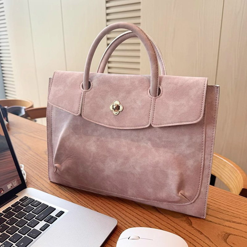 Women Bags For Office Use - 우아한 핑크색 PU 가죽 노트북 토트백,