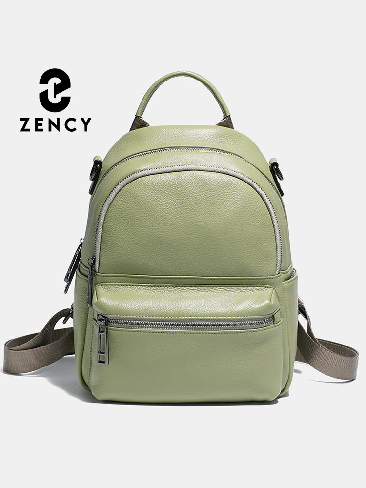 Women Bags Grey - Zency 여성용 가죽 배낭 배낭, 소녀