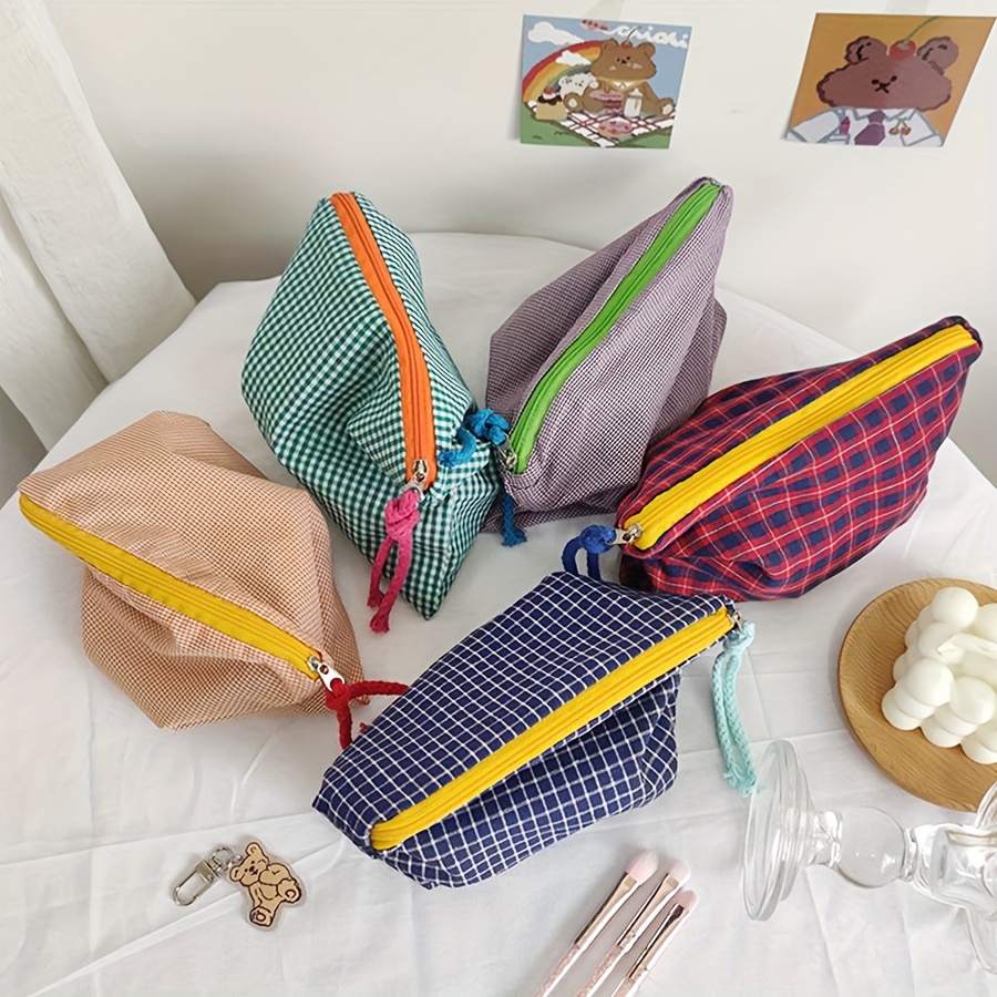 Women Bags Sale - 핫세일 여성 체크무늬 화장품 파우치 대용량