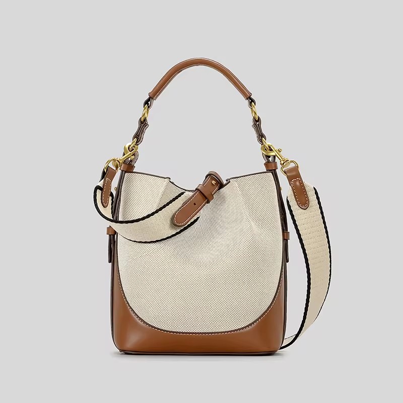 Women Bags Zara - 패션 패널 캔버스 버킷 가방 디자이너
