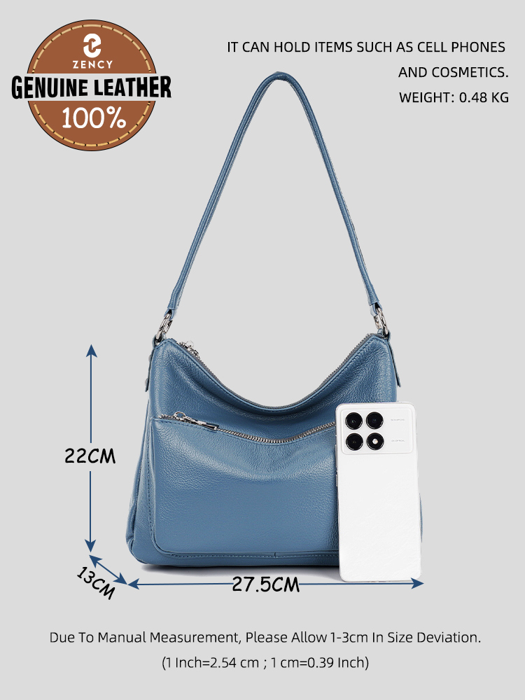 Zency 소가죽 가죽 핸드백 여성 그레이 숄더백 패션 - Women Bags Grey 리뷰 및 가격