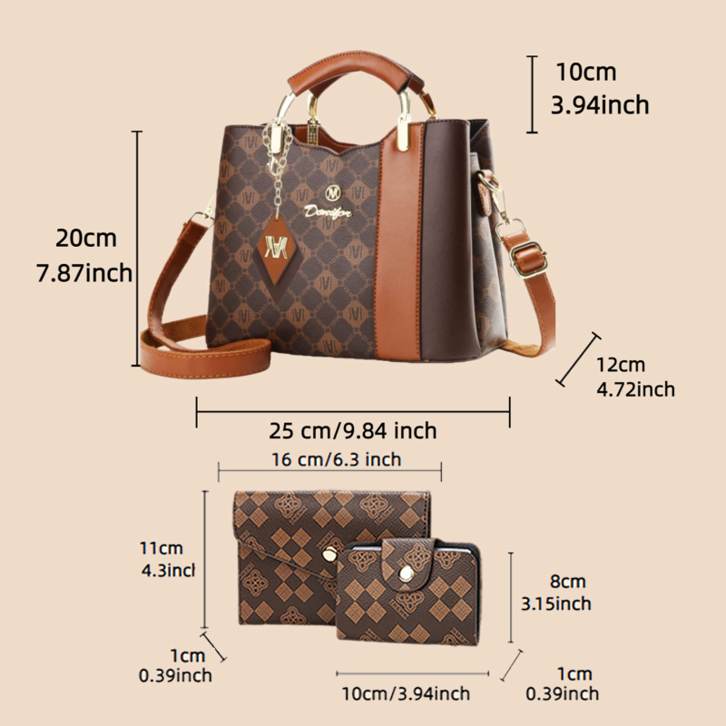 트렌디한 프린트가 있는 3종 여성 핸드백 세트, 컬러  - Women'S Bags Handbags 리뷰 및 가격