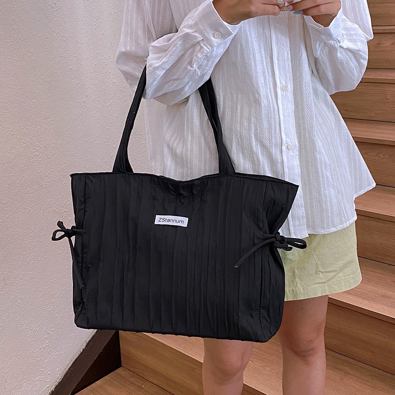 여성용 접이식 줄무늬 나일론 드로스트링 토트백, 대용량 - Women Bags For Office Use 리뷰 및 가격