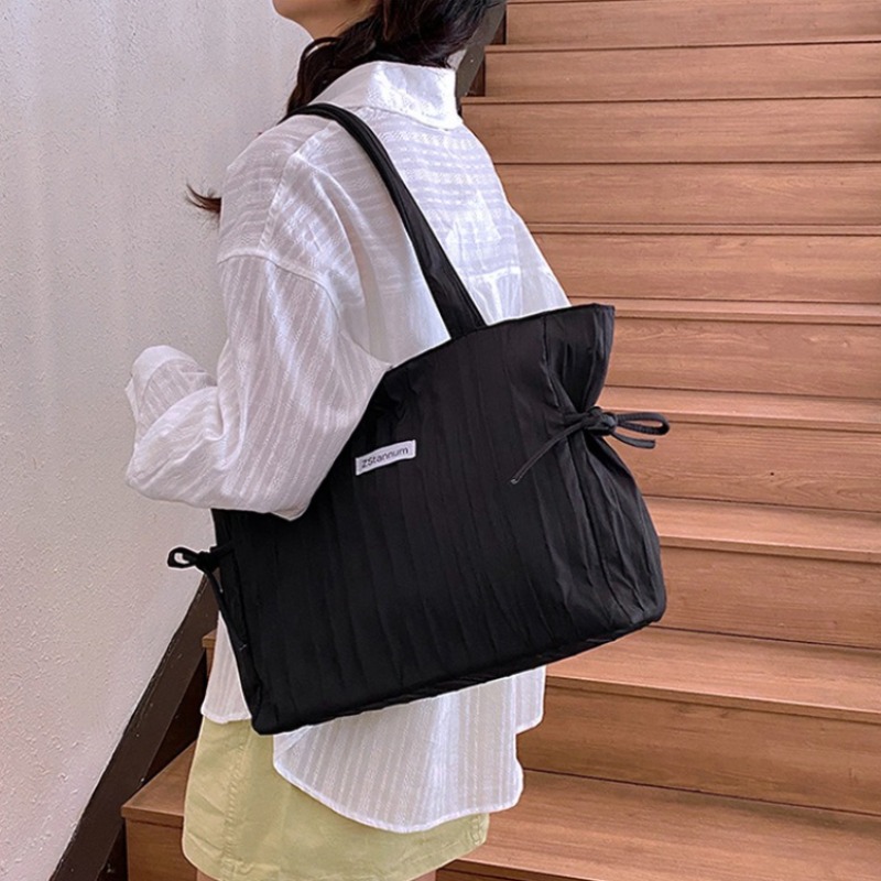 여성용 접이식 줄무늬 나일론 드로스트링 토트백, 대용량 - Women Bags For Office Use 리뷰 및 가격