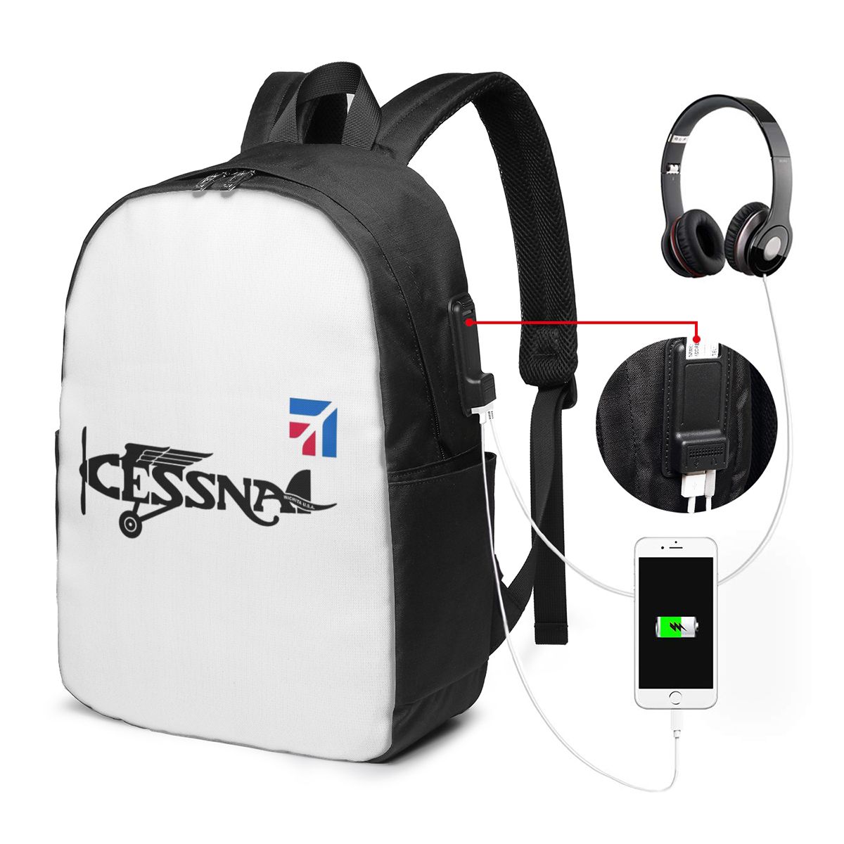 세스나 로고 배낭 여행 노트북 가방 컴퓨터 대학생 학교 - Women'S Bag 리뷰 및 가격