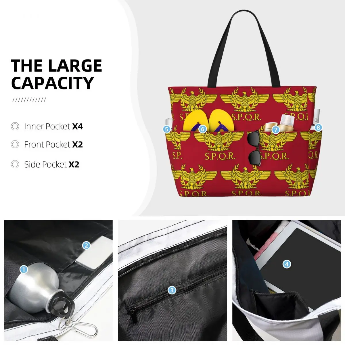 로마 SPQR 로만 비치 토트백 스포츠 짐 요가 더플  - Women Bags Rome 리뷰 및 가격