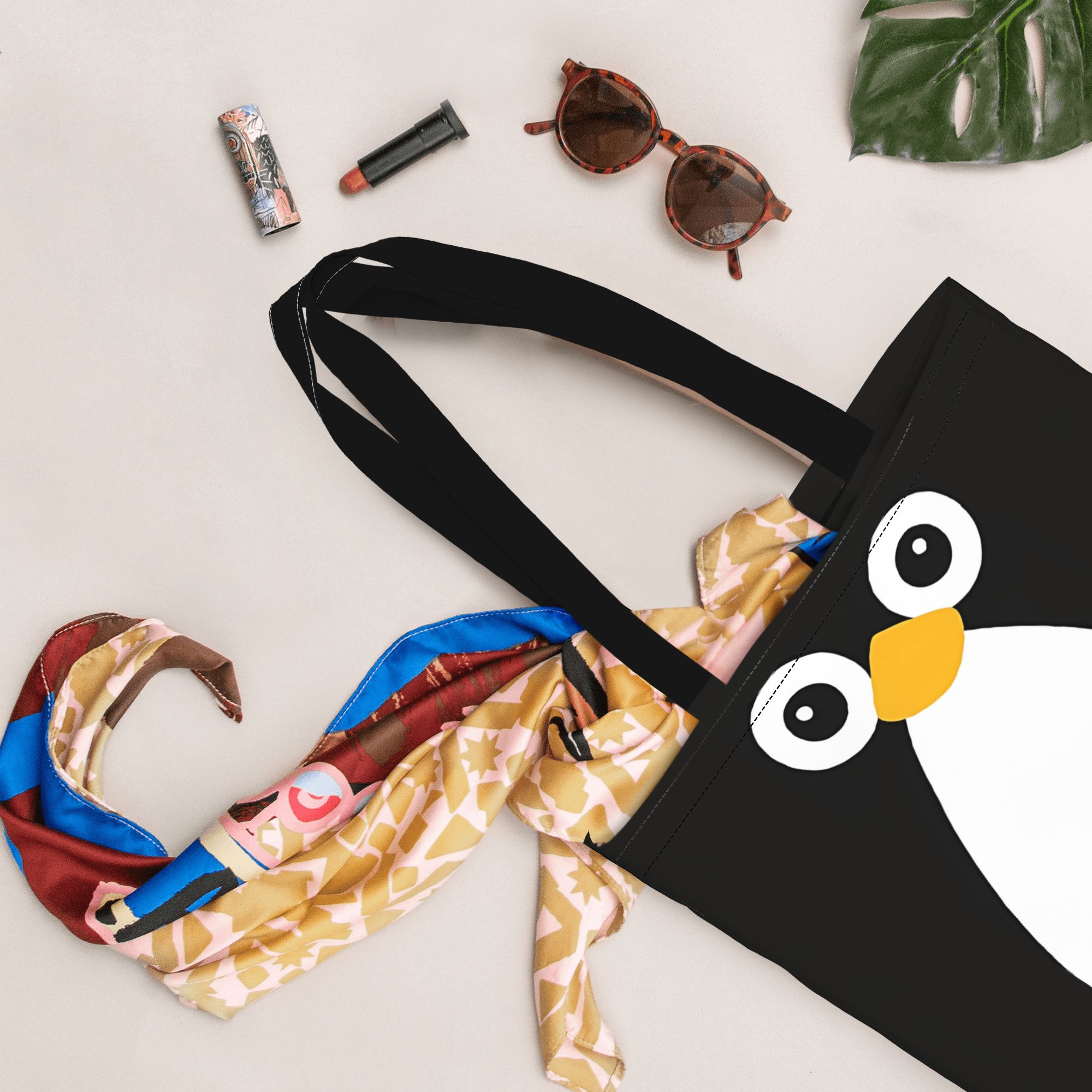 카와이 벡터 펭귄 동물 얼굴 캔버스 여성용 토트백 쇼핑 - Women Bags Vector 리뷰 및 가격
