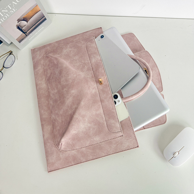 우아한 핑크색 PU 가죽 노트북 토트백, 꽃무늬 턴락  - Women Bags For Office Use 리뷰 및 가격