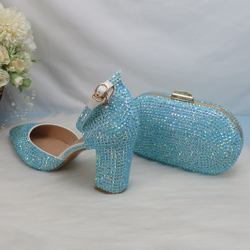 2025 신상 블루 그린 AB 블링 포인티드 토 웨딩  - Women Bags For Wedding 리뷰 및 가격