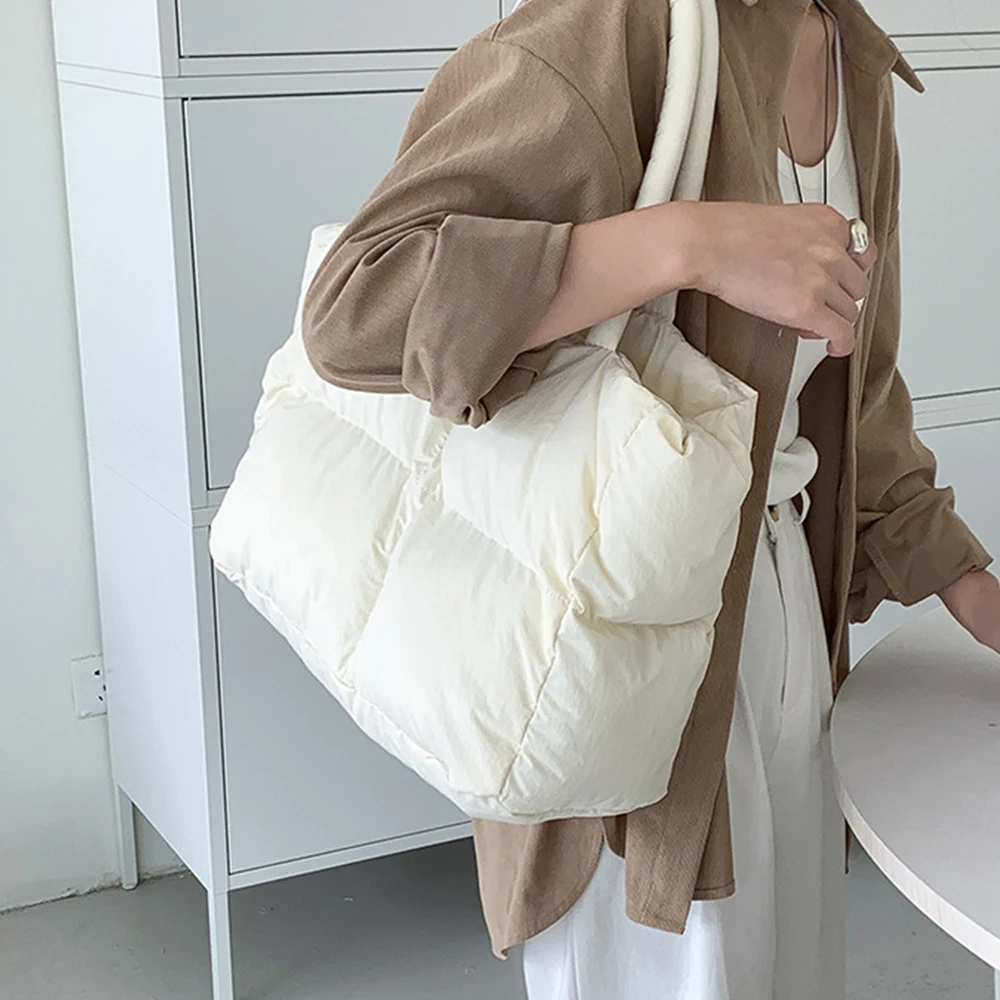 코튼 패딩 토트 대형 퀼트 여성 숄더 백 푹신한 공간  - Women Bags Low Price 리뷰 및 가격