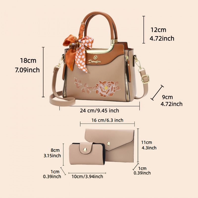 고품질 자수 핸드백 3종 세트, 데일리 데이트 및 사무 - Women Bags Office 리뷰 및 가격