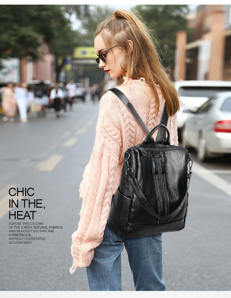 여성 부드러운 가죽 배낭 학교 블랙 캐주얼 다기능 대학 - Women Bags Office 리뷰 및 가격