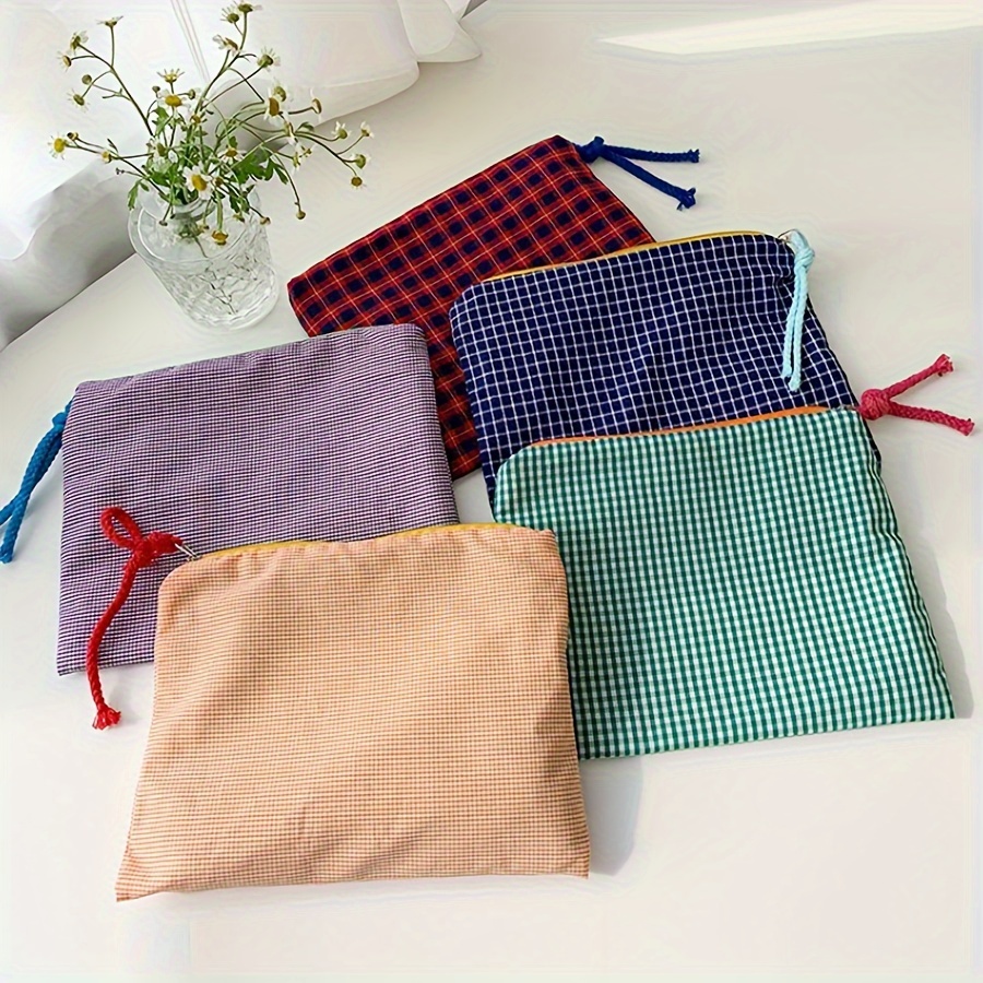 핫세일 여성 체크무늬 화장품 파우치 대용량 코튼 지퍼  - Women Bags Sale 리뷰 및 가격
