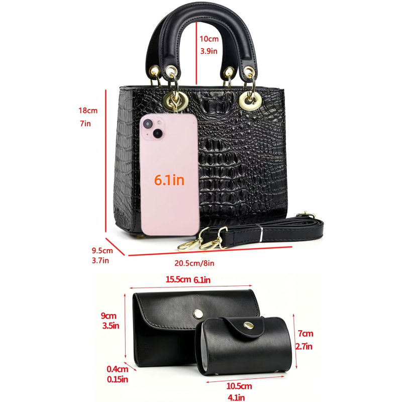 3피스 여성용 핸드백 세트, 작고 가벼운 악어 무늬 작 - Women'S Bags Handbags 리뷰 및 가격
