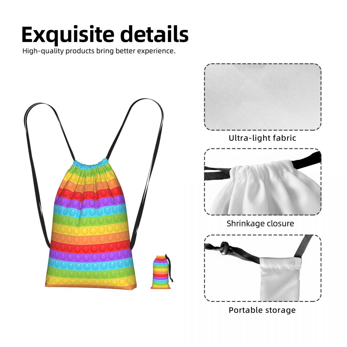 프리미엄 벡터 팝 잇 심리스 패턴 드로스트링 백팩 스포 - Women Bags Vector 리뷰 및 가격