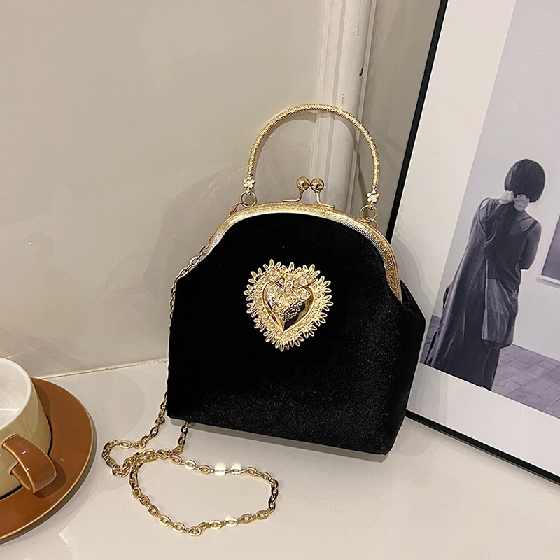 체인 벨벳 프레임 하트 디너 핸드 가방 다이아몬드 여성 - Women Bags Sale 리뷰 및 가격
