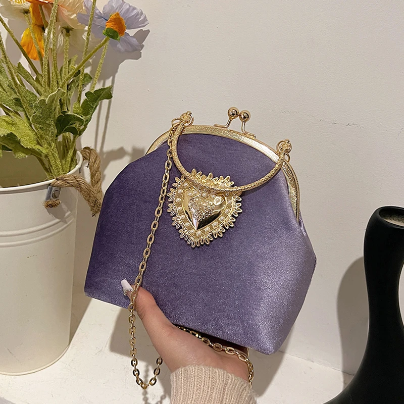 체인 벨벳 프레임 하트 디너 핸드 가방 다이아몬드 여성 - Women Bags Sale 리뷰 및 가격