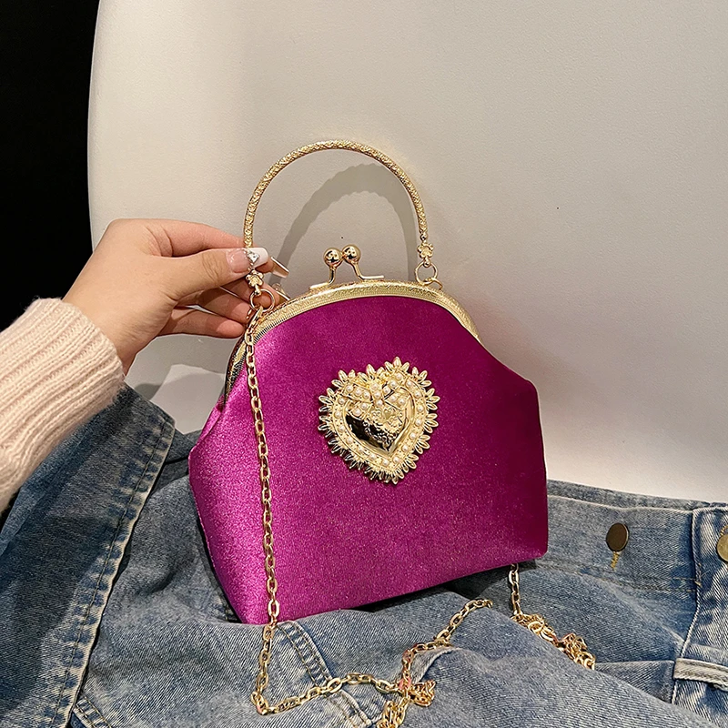 체인 벨벳 프레임 하트 디너 핸드 가방 다이아몬드 여성 - Women Bags Sale 리뷰 및 가격