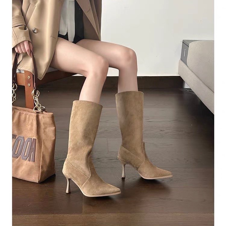 소가죽 미드캘프 모던 부츠 얇은 굽 하이힐 여성 가방  - Women Bags Sale 리뷰 및 가격