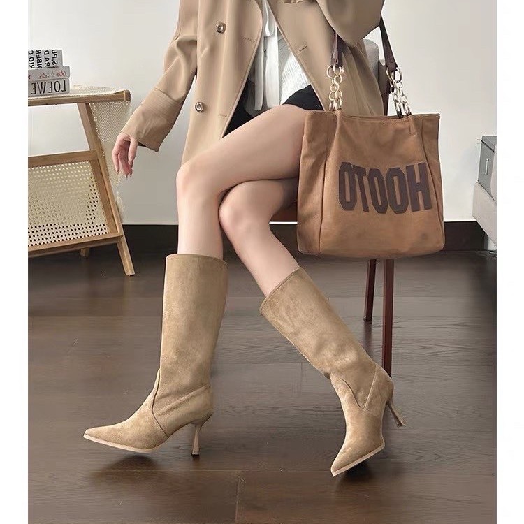 소가죽 미드캘프 모던 부츠 얇은 굽 하이힐 여성 가방  - Women Bags Sale 리뷰 및 가격