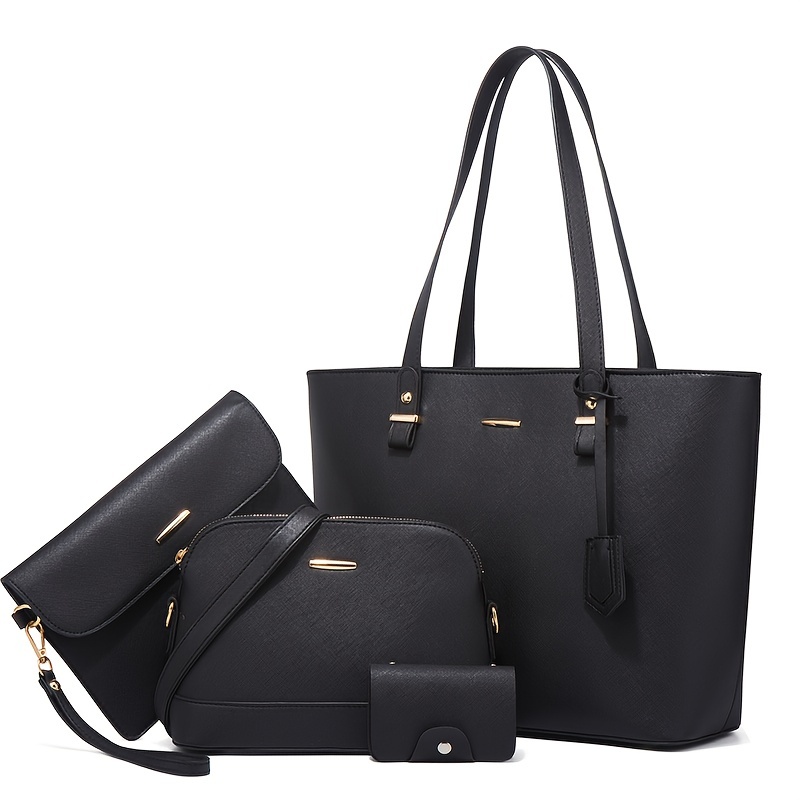 4종 세트 여성 가방 세트 단색 토트백 레트로 여성 크 - Women'S Bags Handbags 리뷰 및 가격