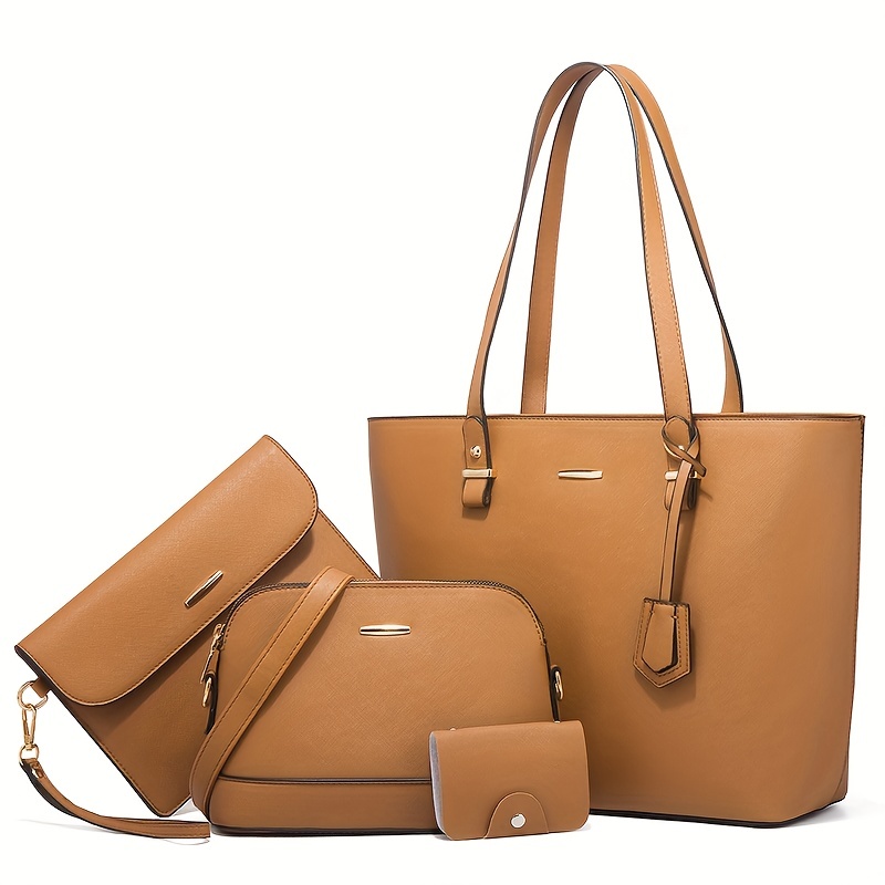 4종 세트 여성 가방 세트 단색 토트백 레트로 여성 크 - Women'S Bags Handbags 리뷰 및 가격