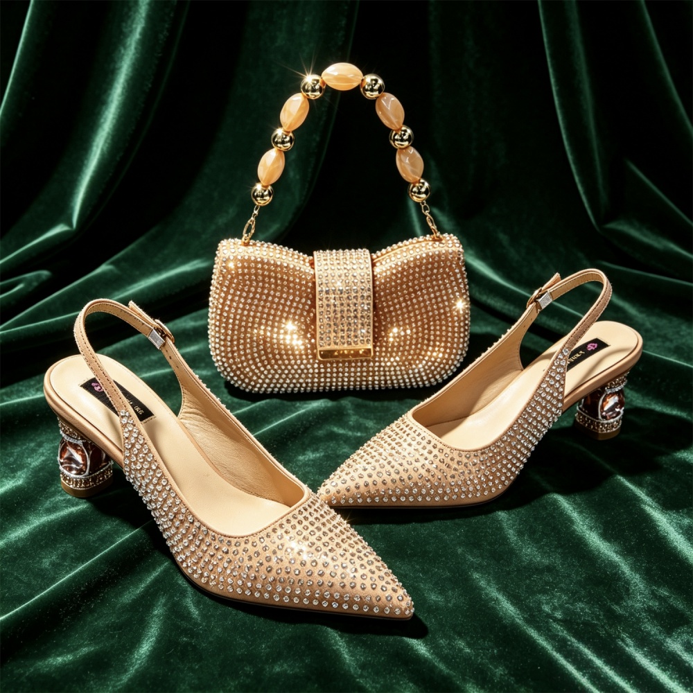 파티, 웨딩용 샴페인 컬러 포인티드 토 여성용 샌들과  - Women Bags For Wedding 리뷰 및 가격