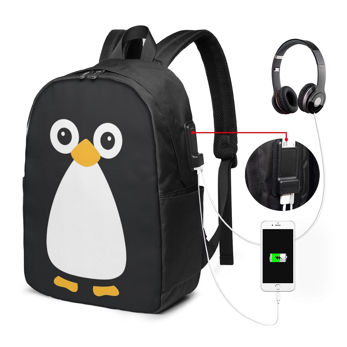 귀여운 벡터 펭귄 배낭 여행 노트북 가방 컴퓨터 대학생 - Women'S Bag 리뷰 및 가격